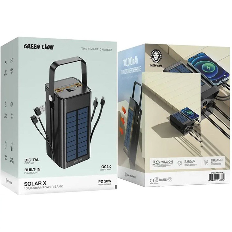 پاور بانک خورشیدی گرین لاین مدل GL-PX79 ظرفیت ۱۰۰ هزار میلی آمپر