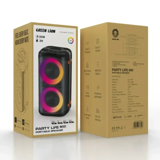 اسپیکر بلوتوثی گرین لاین مدل Party Life 600 با نور RGB